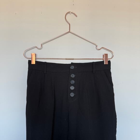 Anthropologie Sasha Pants 0 Black Button Fly Tapered Trousers Pleated High Rise - Picture 4 of 6